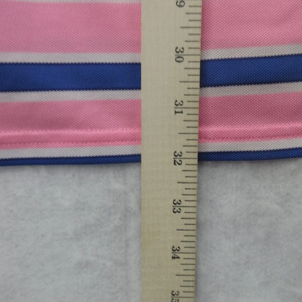 RLX Ralph Lauren Polo Shirt Mens Large Pink Striped Nicklaus North Whistler Golf